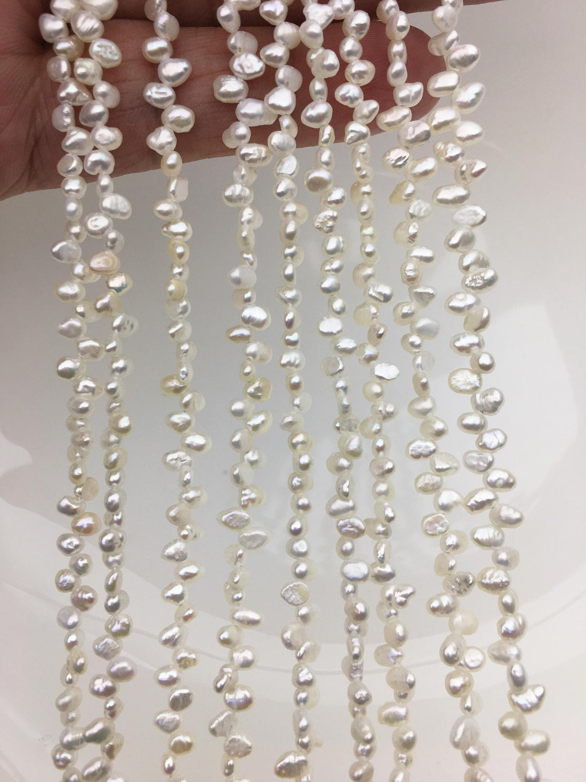 AAA 3-4mm white nugget seed pearls,irregular nugget freshwater pearl strand,c,LM3-3A-2