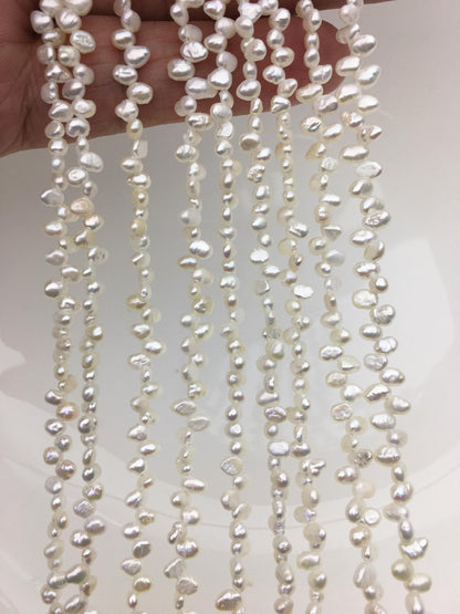 AAA 3-4mm white nugget seed pearls,irregular nugget freshwater pearl strand,c,LM3-3A-2