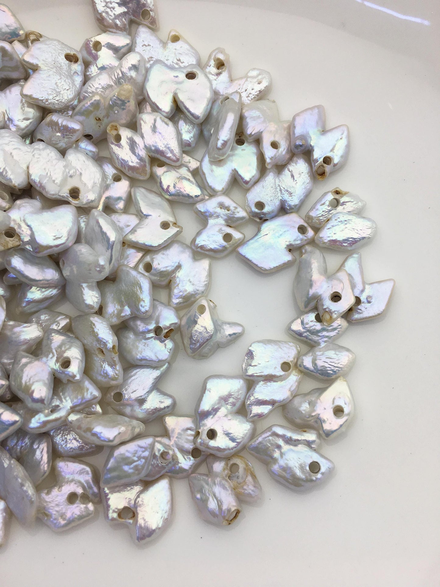 20pcs AA 11-15mm white diamond freshwater pearls,2.2mm top large big hole,ZS-103-12