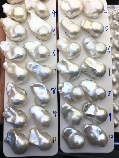 1 pair AAA 15-18x20-27mm White Flame ball Pearl Pairs - large Baroque freshwater pearl pairs,Fire Ball Pearl,FL15-3A-8-32