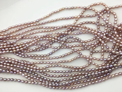 AAA 3-3.5mm*3.5-4mm purple oval rice freshwater pearls,LR3-3A-35