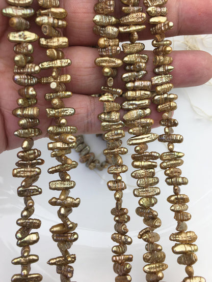 AA 4-5mm brown short Biwa Pearl Necklace,Genuine Fresh Water Pearl,Wedding Necklace,Mothers Day,ZS-80-10-6