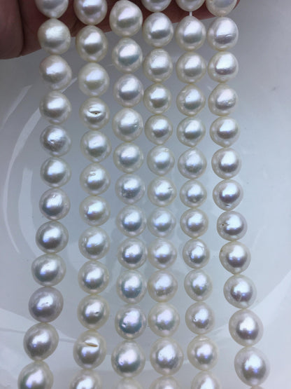 AA+ 9-11mm white oval near round Edison Freshwater Pearl,ED12-2A-5-60