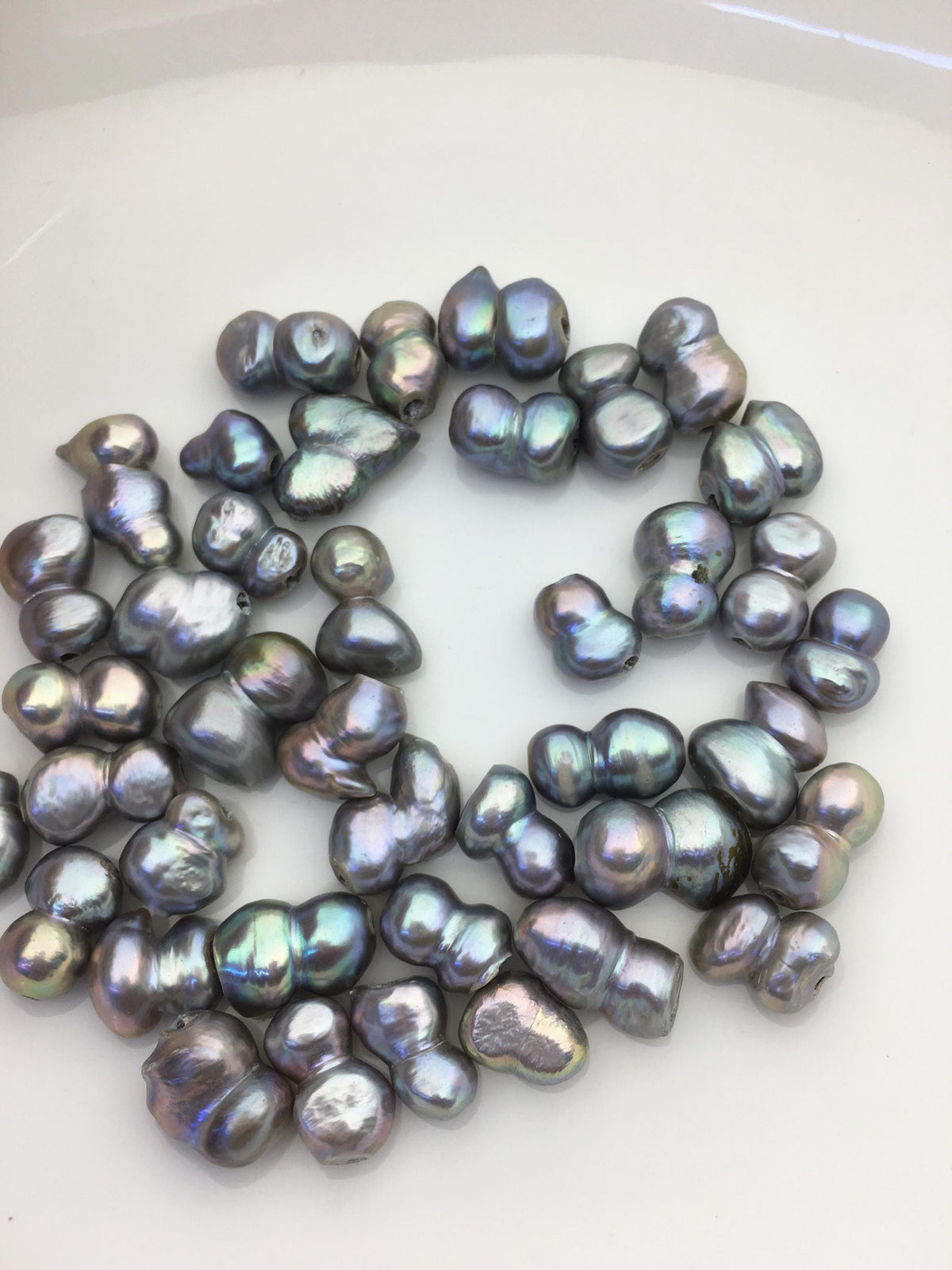 40pcs AA+ 9-13mm gray baroque freshwater pearls, 2.2mm large hole,ZS-T46