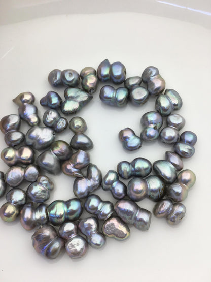 40pcs AA+ 9-13mm gray baroque freshwater pearls, 2.2mm large hole,ZS-T46