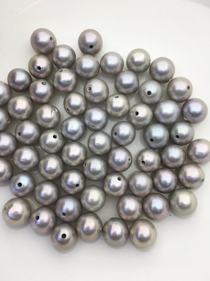 10pcs AA+ 11-12mm Gray Round/near round edison freshwater pearl,large hole,ED12-3A-1-1
