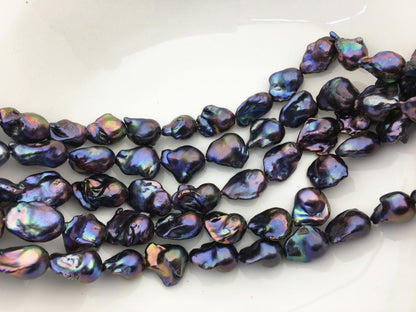 15.5'' AA+ 13-17mm Green Blue Black Rainbow flame ball pearl,FL15-2A-5-7
