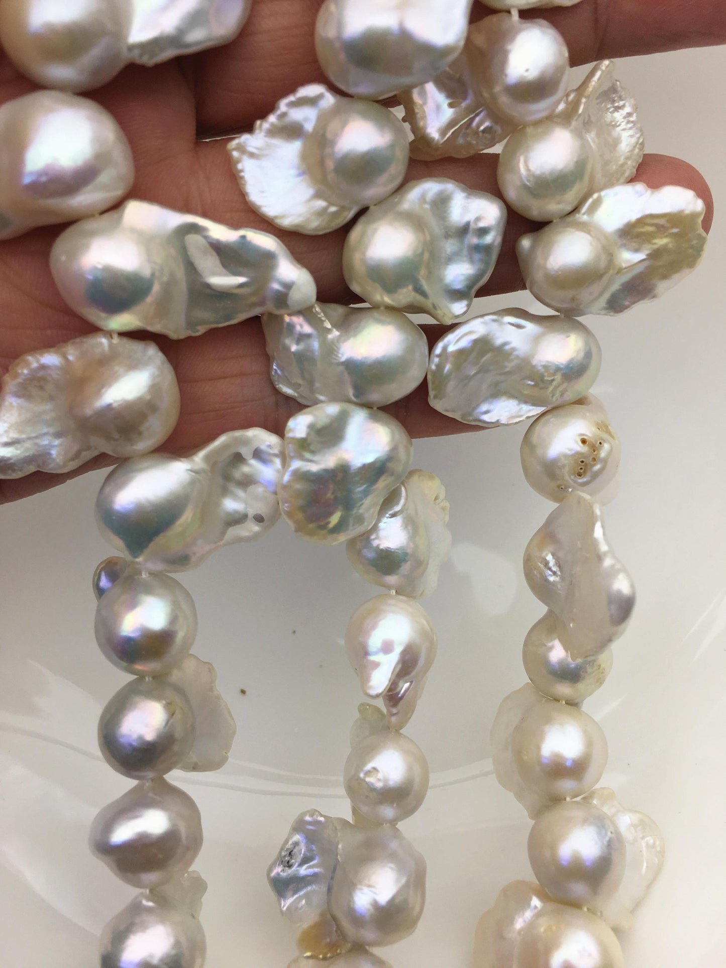 15.5'' AA 11-15mm white flame ball pearl,FL15-2A-5-28