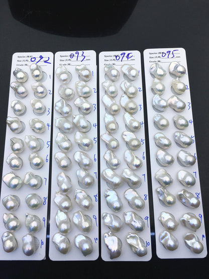 AAA 12-16x18-22mm White Flame ball Pearl Pairs - 0.9mm top half hole,large Baroque freshwater pearl pairs,FL15-3A-8-50