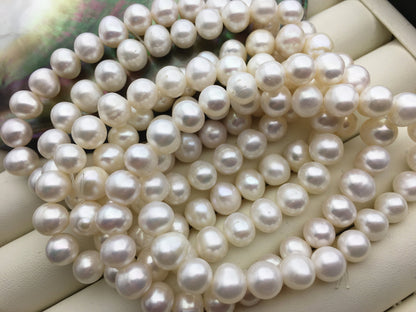 2pcs 7'' AA+ 7.4-8.3mm white potato Freshwater pearl Elastic string Bracelet,white pink purple pearl bracelet,B8-028