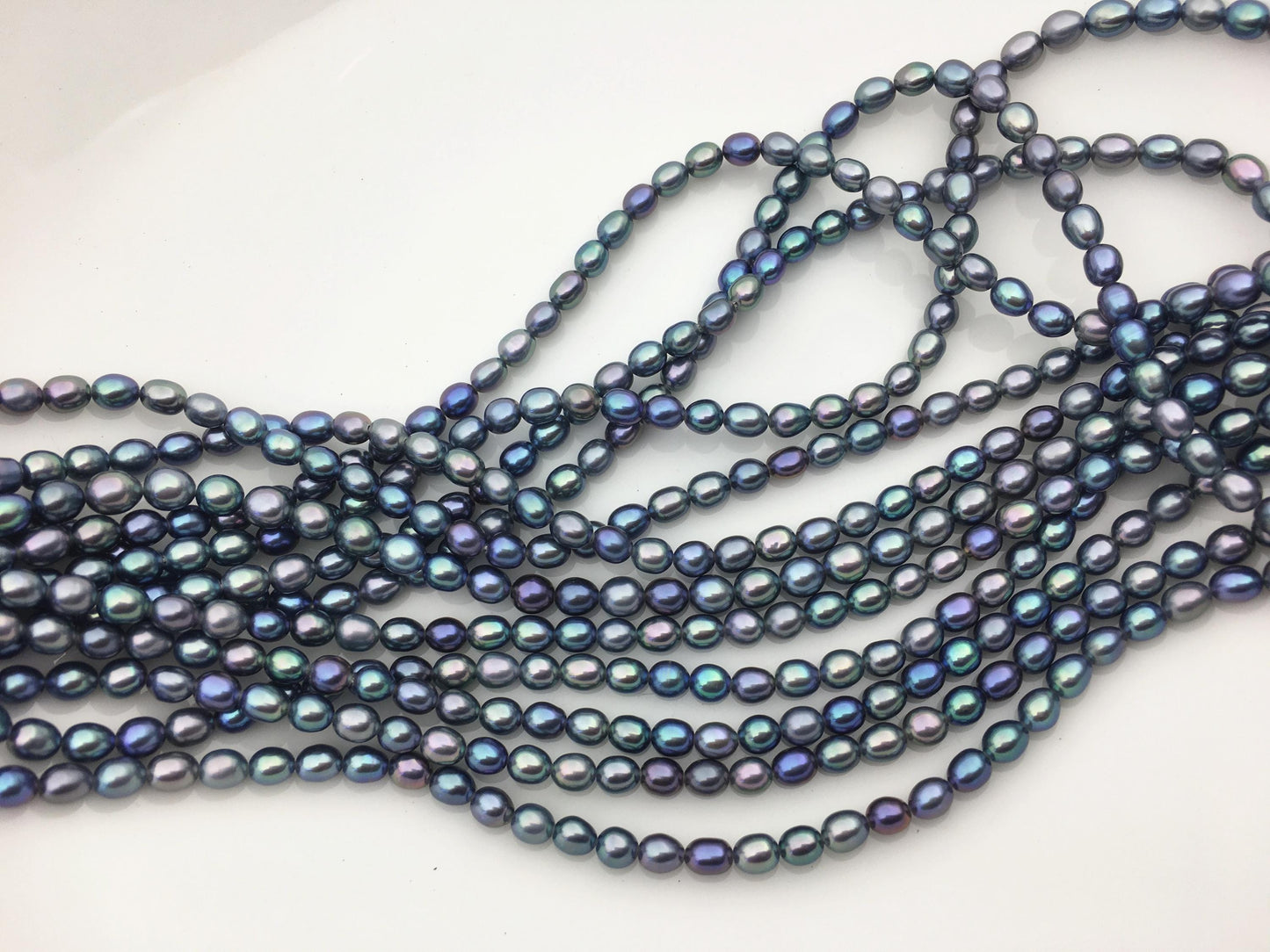 AAA 4-4.5mm black blue rice freshwater pearls,LR4-3A-45