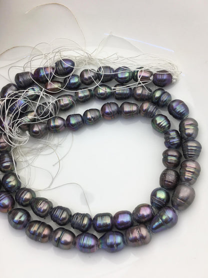 AA+ 10.5-11.2mm tahitian like color big rice pearls,3mm large hole,LR11-T8