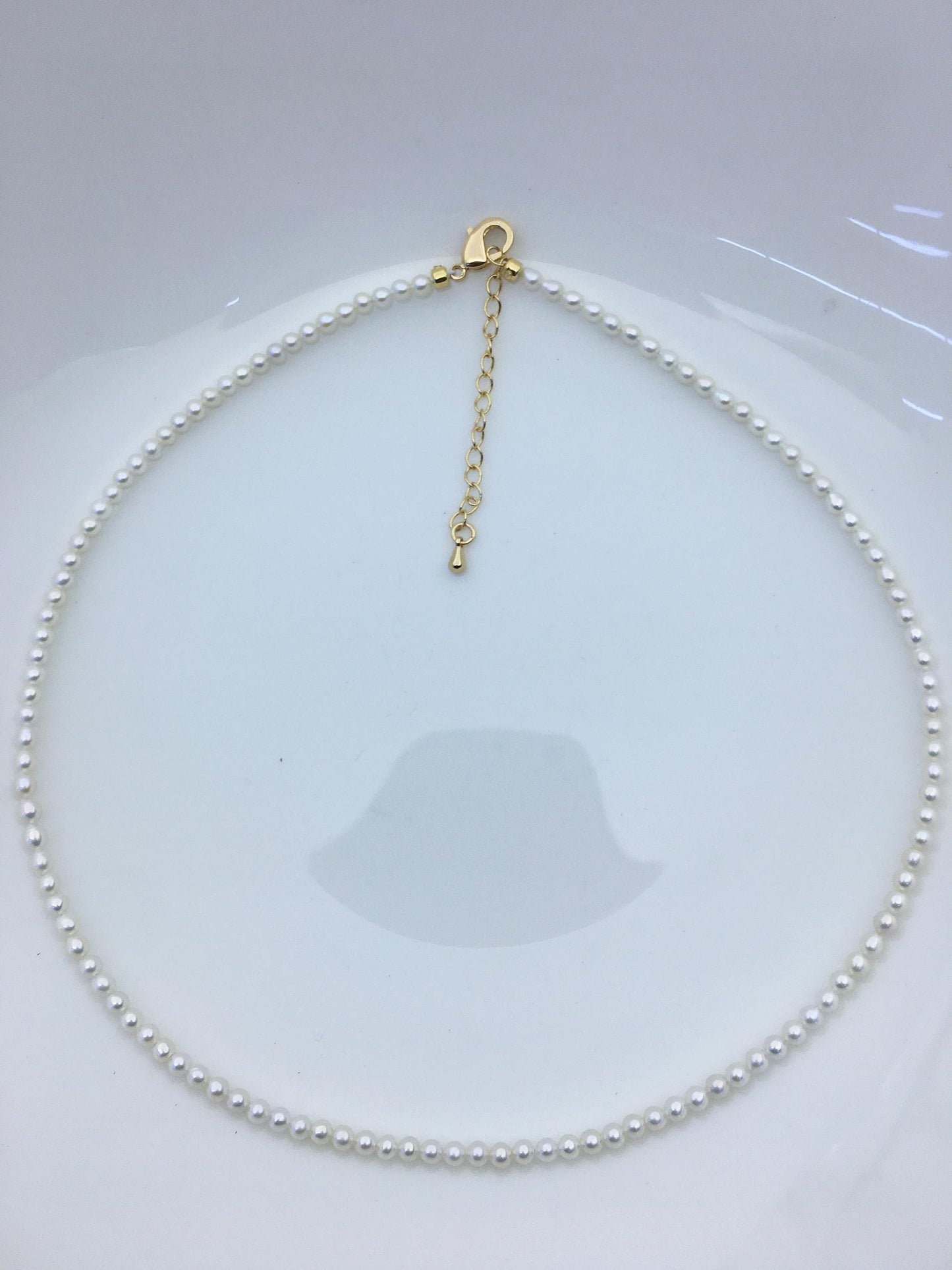 16+2'' AAA 3-3.5mm white tiny small near round pearl choker Necklace,Wedding Necklace, Love, Mothers Day,Happiness,wholesale,NPN1-T1