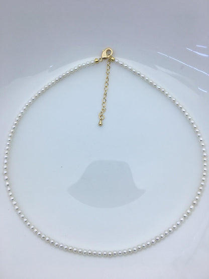 16+2'' AAA 3-3.5mm white tiny small near round pearl choker Necklace,Wedding Necklace, Love, Mothers Day,Happiness,wholesale,NPN1-T1