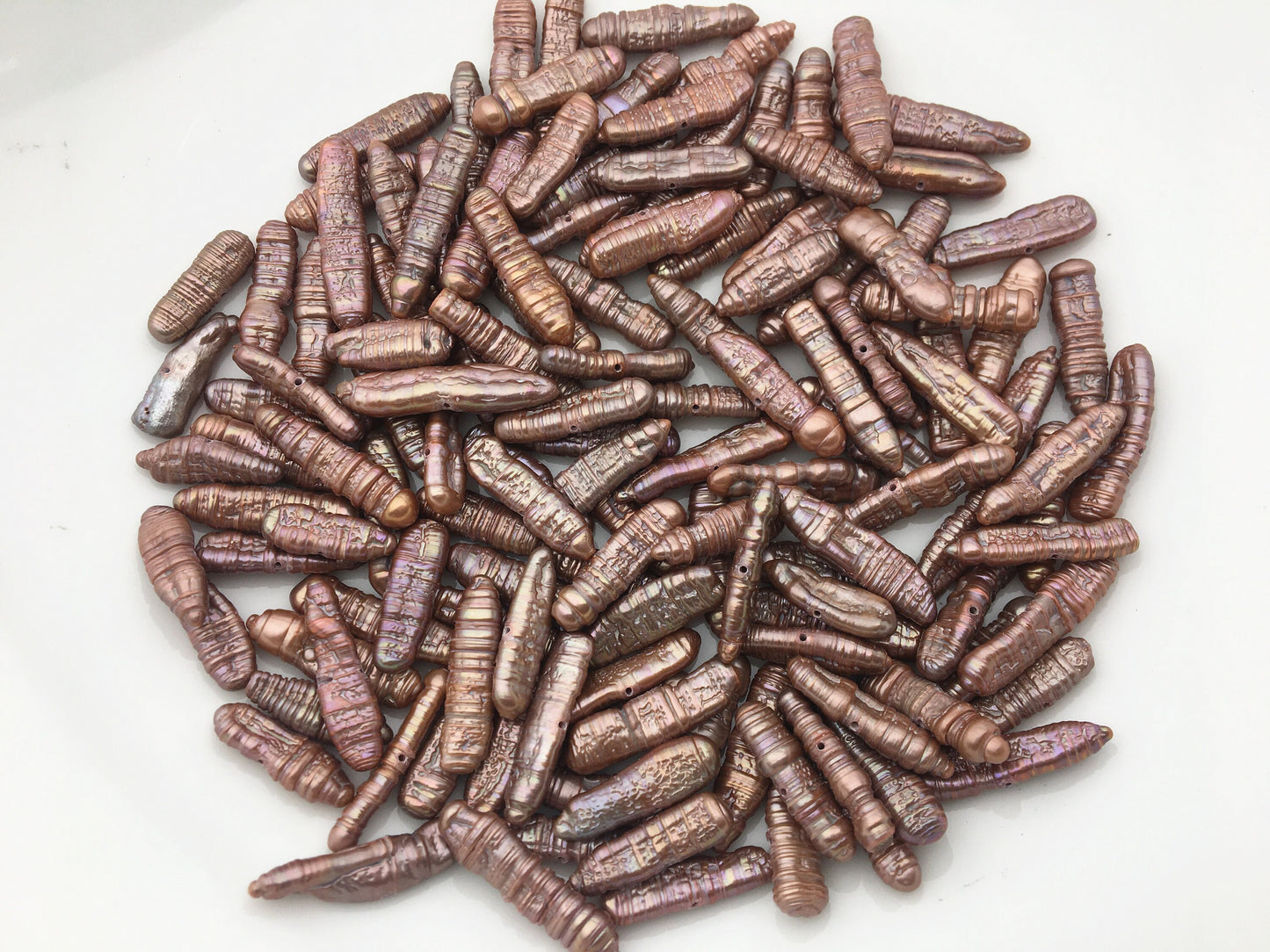 10pcs AA 5-7mm Brown Biwa Freshwater loose Pearls,center drill hole,ZS-104-12