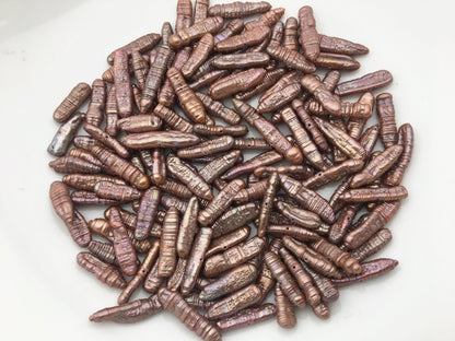 10pcs AA 5-7mm Brown Biwa Freshwater loose Pearls,center drill hole,ZS-104-12