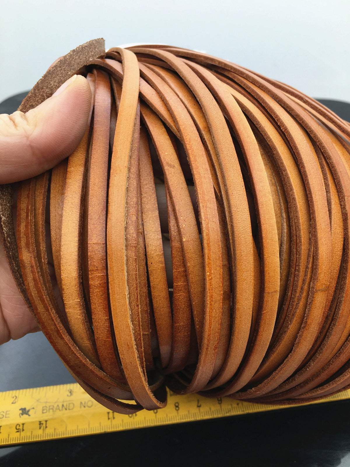 5mmx2mm Flat Light Brown Leather Cord,Select Length,Wholesale Jewelry Supplies,Distressed Matte Finish,LC5-200
