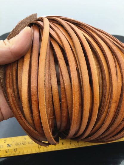 5mmx2mm Flat Light Brown Leather Cord,Select Length,Wholesale Jewelry Supplies,Distressed Matte Finish,LC5-200