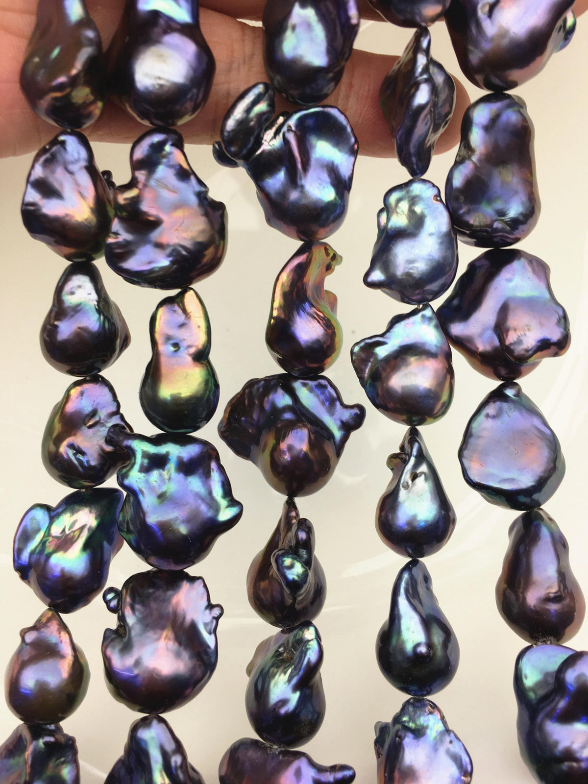 15.5'' AAA 12-17mm Black Rainbow flame ball pearl,FL15-3A-7-22