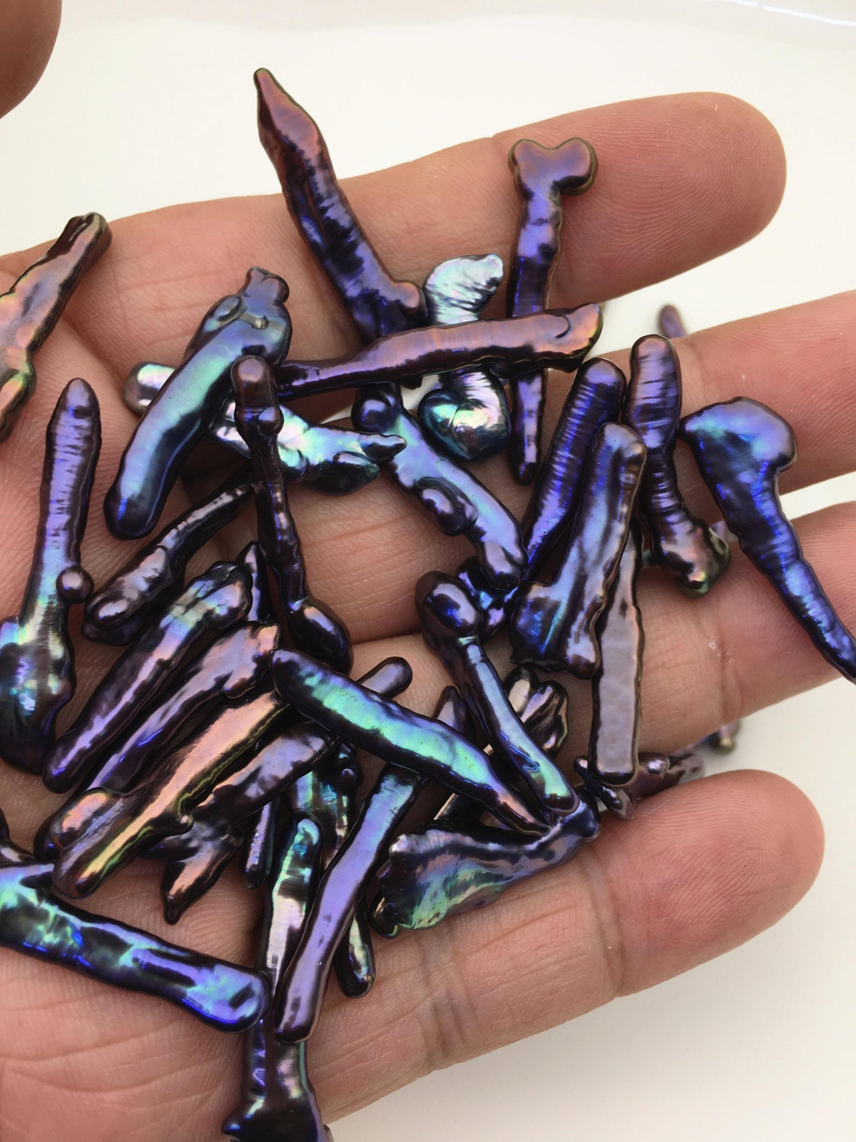 62pcs AAA 3-7mm black blue biwa keshi Freshwater Pearls, no hole,ZS-80-1-29