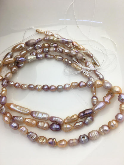 3 strands AA 5-8mm natural pink purple baroque Freshwater Pearl,DIY Loose Freshwater Pearl,ZS-200-T2