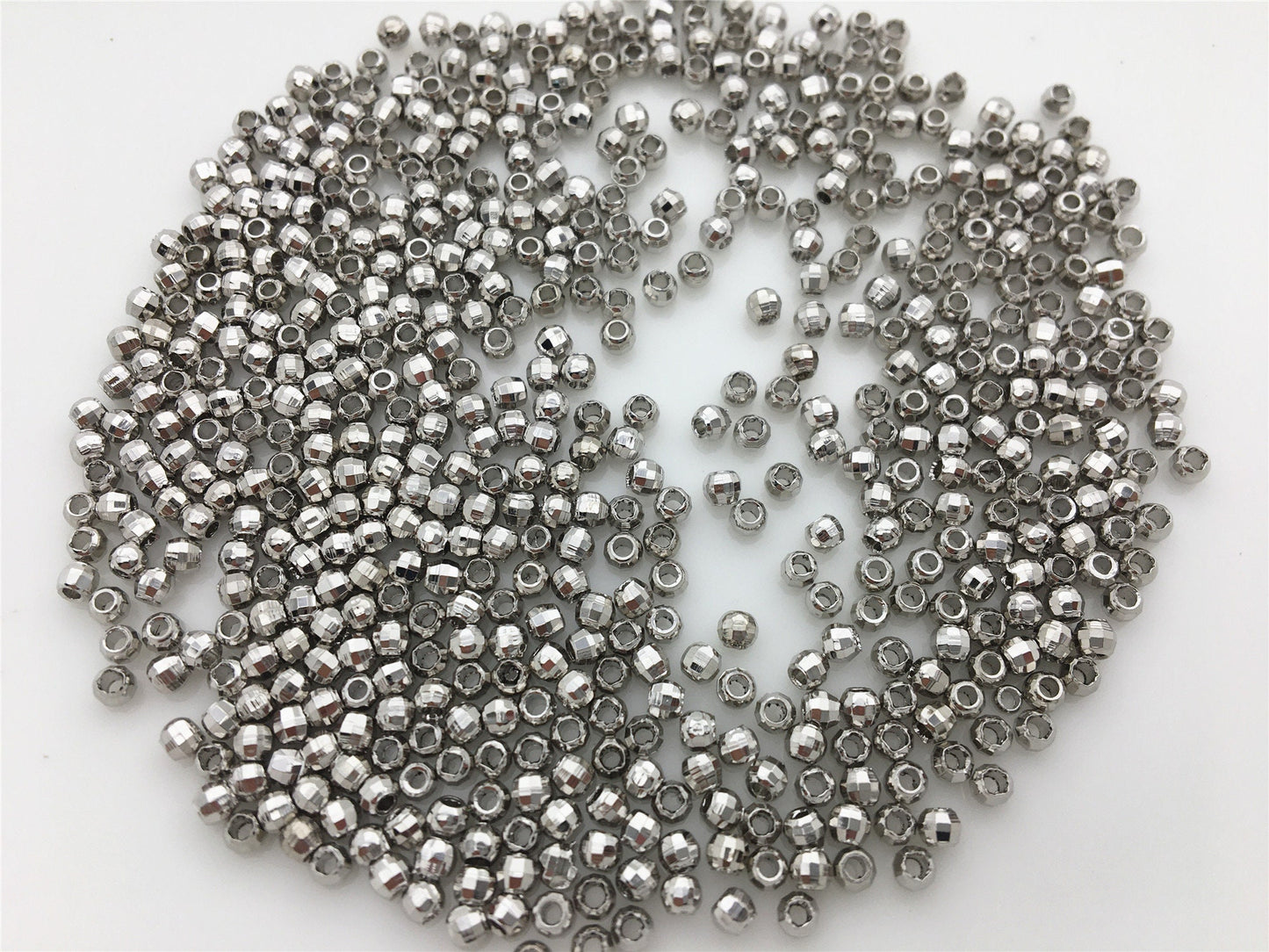 High Quality!100pcs 2.5mm/3mm Silver Color Plated Faced Round Beads,AAL-014