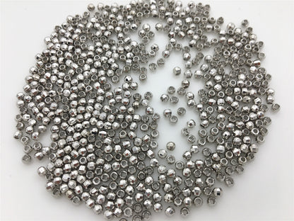 High Quality!100pcs 2.5mm/3mm Silver Color Plated Faced Round Beads,AAL-014