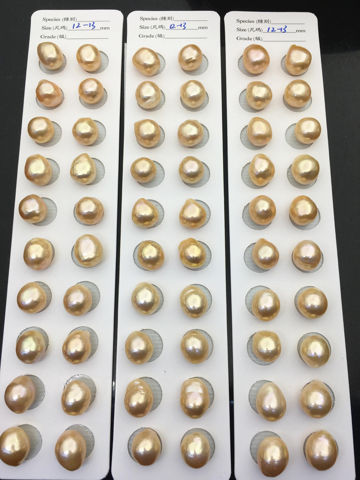 10pairs AAA 12-13mm Natural Orange Rainbow long baroque drop edison freshwater pearl Pair,top half hole,ED11-3A-2-20
