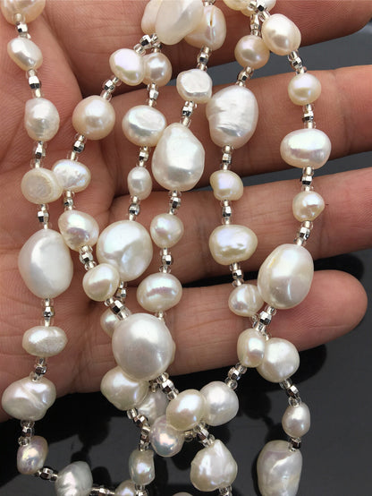 30 inches white nugget pearl Long Necklace,white Pearl necklace,NPN1-081
