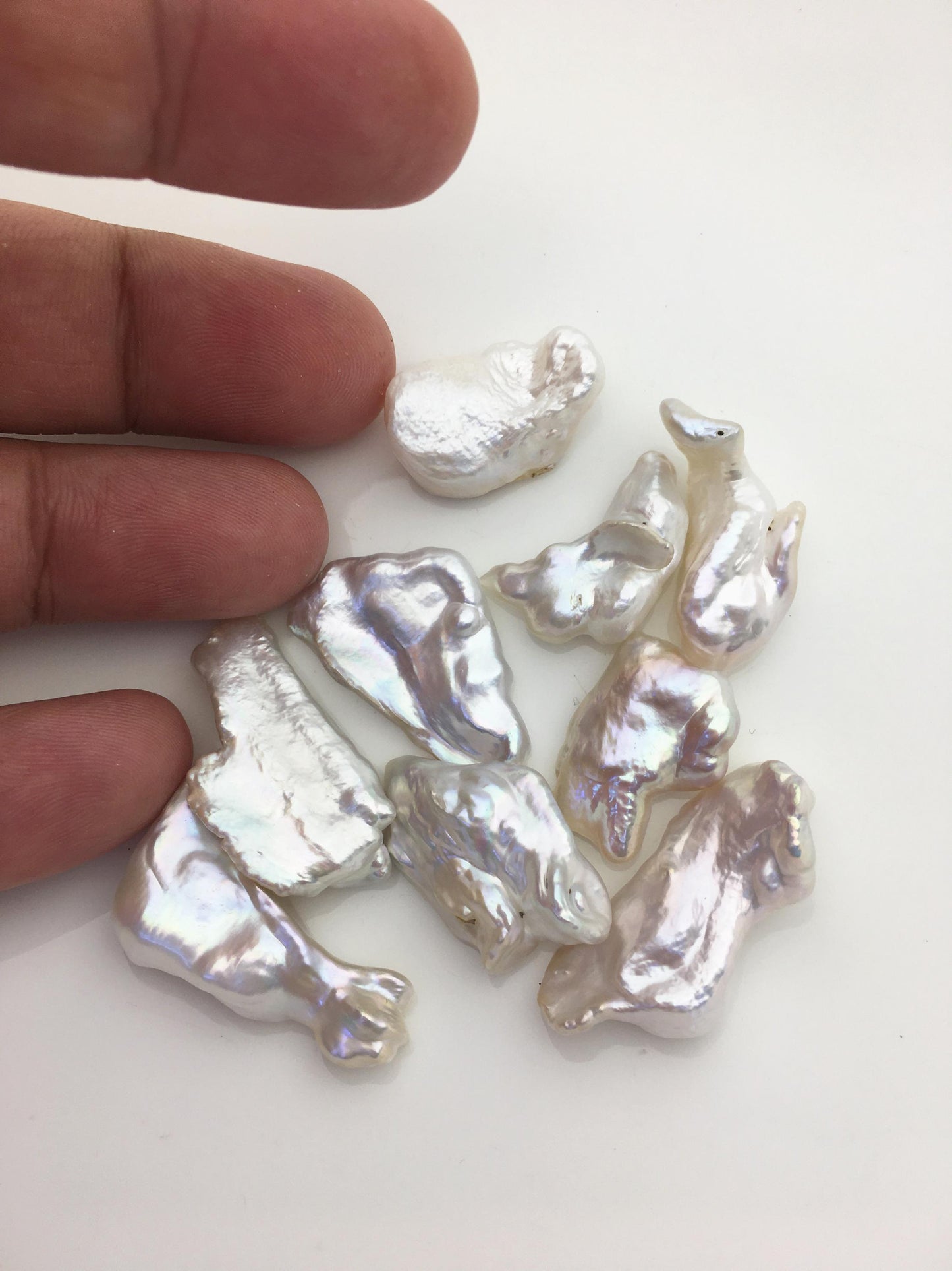 9pcs AAA 11-18mm big white biwa keshi Freshwater Pearls, no hole,ZS-80-1-5
