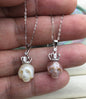 AAA 10mm big White/Purple handmade carved skull freshwater pearl crown pendant necklace,S925 Sterling silver pendant,NC1-012-14