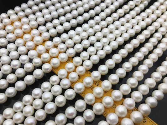 AA+ 8.5-9.5mm white round freshwater pearls,full strand,good luster pearl,RP9-2AY-BDa-1