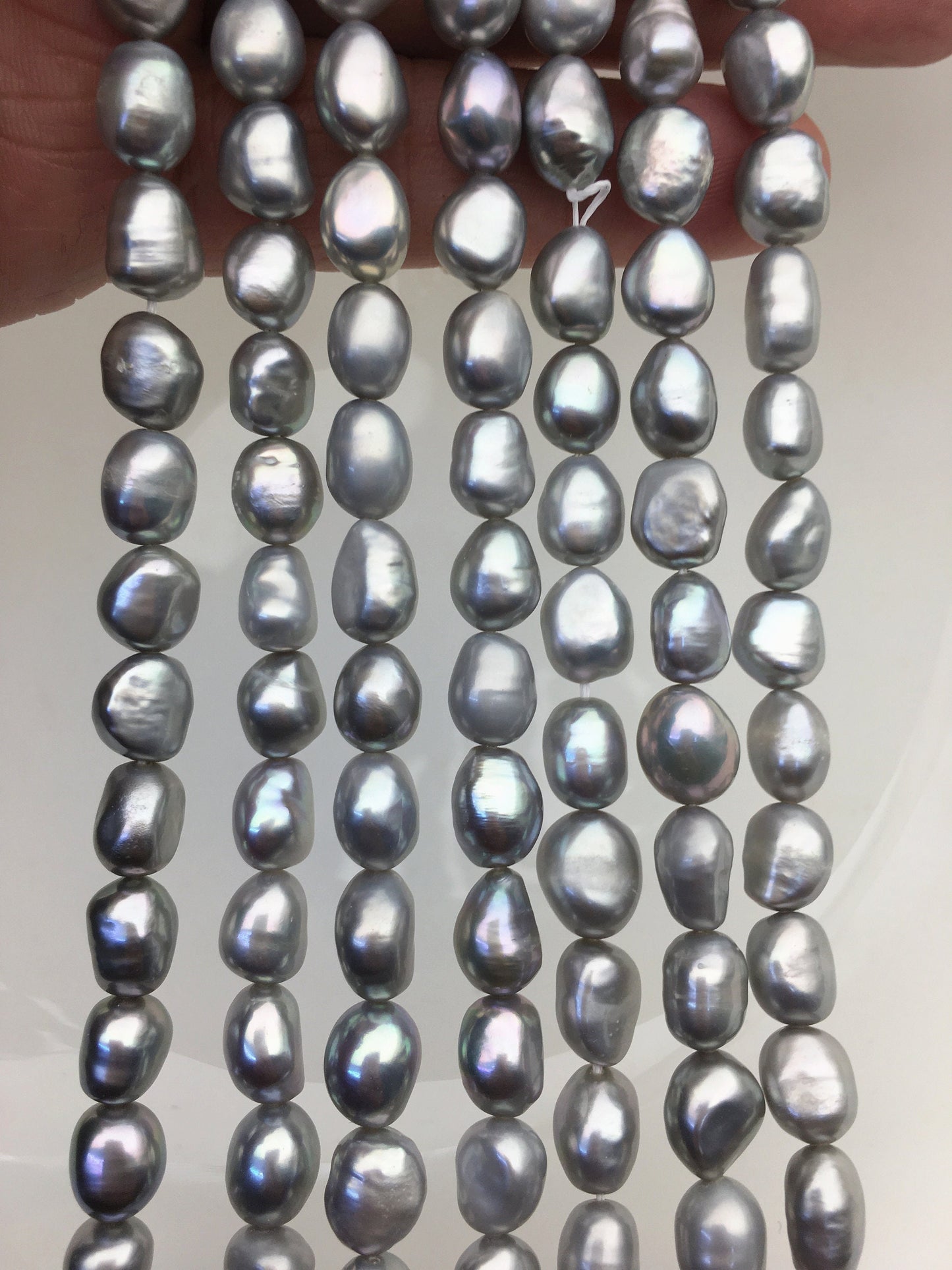 AAA 7.4-8.4m gray nugget freshwater pearls,white cultured freshwater baroque pearl bead string,LM8-T8