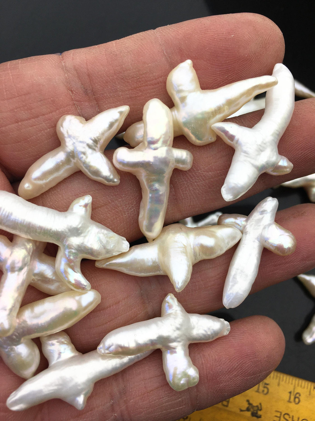 10pcs AAA 15-20mm Freshwater Pearl Loose Pearl Bead White Cross Pearl Loose Bead,no hole,ZS-100-3