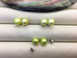 1 pair AAA 8-8.5mm Green Button Round Pearl stud earrings,Sterling Silver,SE1-T17
