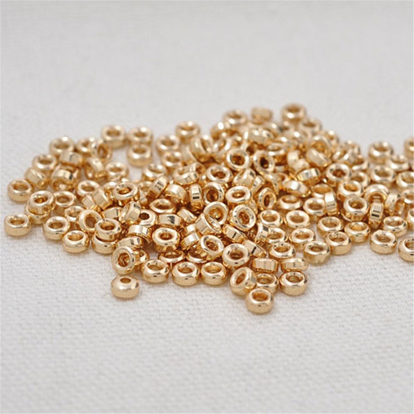 50pcs 3.8x1.8x1.6mm Yellow Gold Plated Spacer Rondelle Beads,copper plated 18k solid gold,AAL-003-2