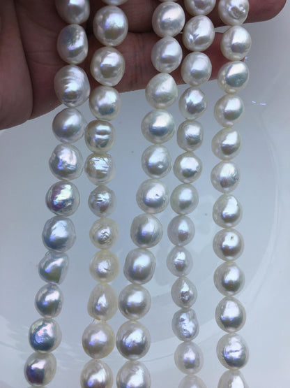 1 strands AA+ 9-11mm white baroque near round Edison Freshwater Pearl,ED12-2A-5-49