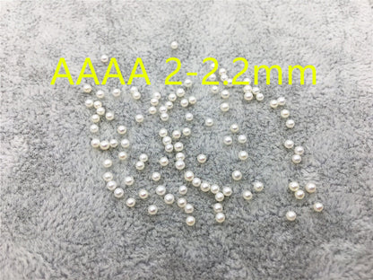 5pcs AAAA 2-2.2mm white round seed freshwater pearls,no hole,tiny pearl supply,good quality,through hole,RP2-4A-1