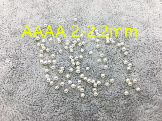5pcs AAAA 2-2.2mm white round seed freshwater pearls,no hole,tiny pearl supply,good quality,through hole,RP2-4A-1