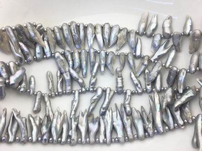 A 6-10mm gray Biwa Pearl Necklace,ZS-T7