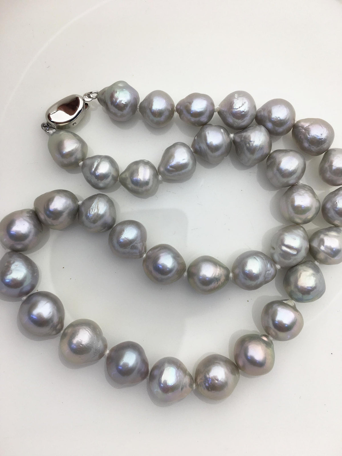 17.5‘’ AA+ 10-12mm gray drop edison freshwater Pearl necklace,genuine freshwater Pearl necklace,NPN1-134