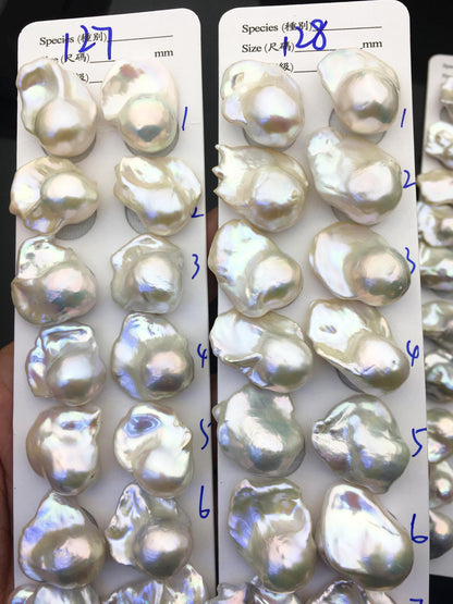 1 pair AAA 17-20x20-25mm White Flameball Pearl Pairs,no hole,Baroque Cultured Freshwater Pearl,flameball pearls,FL15-3A-8-59