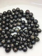 1 pc AA 10-15mm Near Round Carved Tahitian Pearl - Hand Carved - Tattoo Tahitian Pearls,through hole, carved pearls,CAC-FLW-9-4