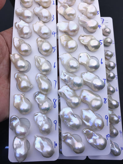 AAA 13-15x18-22mm White Flame ball Pearl Pairs - large Baroque freshwater pearl pairs,top half hole,FL15-3A-8-71