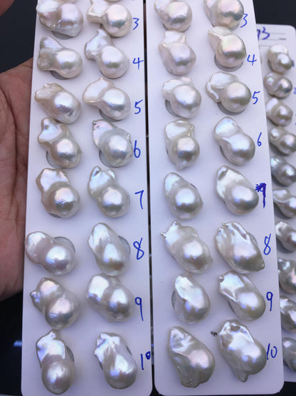 AAA 13-15x18-22mm White Flame ball Pearl Pairs - large Baroque freshwater pearl pairs,top half hole,FL15-3A-8-70
