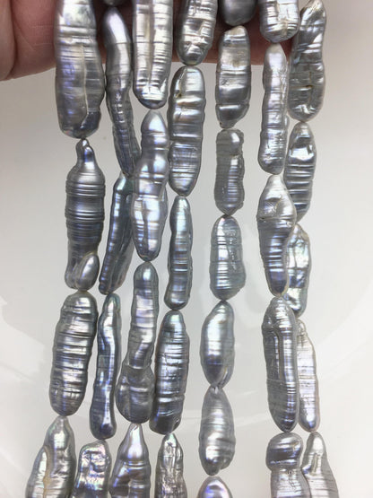 AA 9-12mm Big Gray Thick Biwa keshi Freshwater Pearl,ZS-200-94