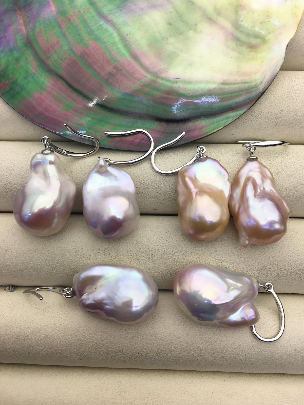 1 pair AAA 14-16mm light purple flame ball pearl dangle earrings,SE3-031-35