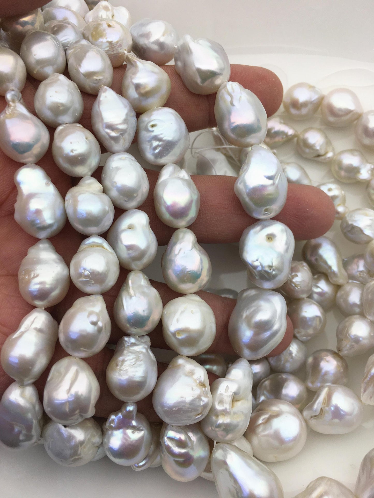 15.5'' A+ 12-14mm white flame ball pearl,FL15-2A-5-21