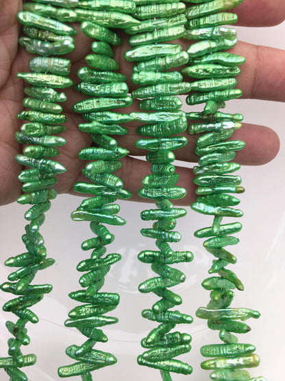 AA 4-5mm green Biwa Keshi Pearl Necklace,Genuine Fresh Water Pearl,Wedding Necklace,Mothers Day,ZS-80-10-49
