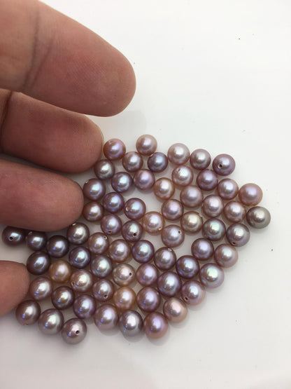 10pcs AAA 6-6.5mm purple round freshwater pearls,0.9mm half hole,RP6-3A-1